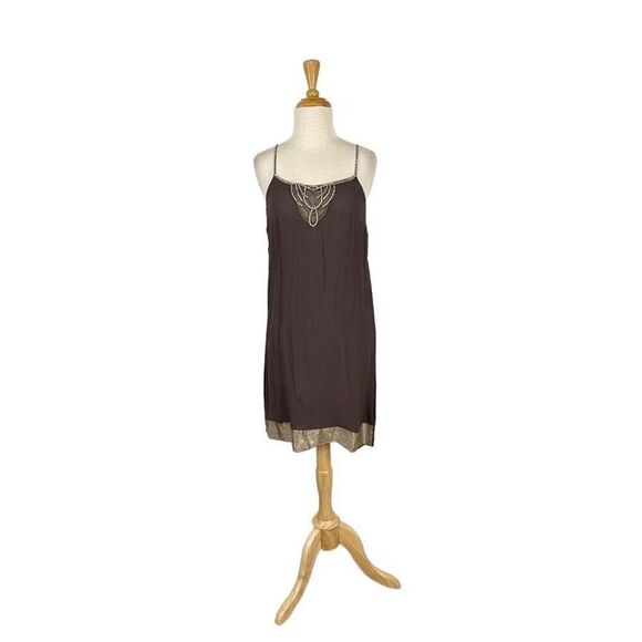 Stella McCartney M 40 Brown Slip Dress Crystal NWD Y2K does 20s VTG Gatsby $1295 - Picture 6 of 15